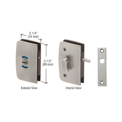 CRL Brushed Nickel Glass Swinging Door Lock with Indicator for 5/16" to 1/2" Glass