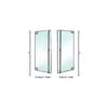 A diagram showing the exterior and interior views of a glass door mounted with a polished stainless steel dummy handle.
