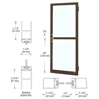 CRL-U.S. Aluminum Bronze Black Anodized Single 36" x 84" 250 Narrow Stile Door Latch on Left Butt Hinge for Surface Mount Closer with Rim Device