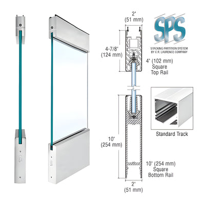 CRL Brushed Stainless Type 2 Standard SPS With 4" Square Rail on the Top and 10" Square Rail on the Bottom