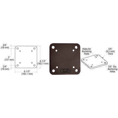 CRL Matte Bronze 6-1/2" x 6-1/2" Square Base Plate