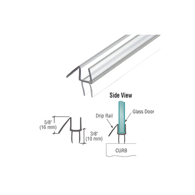 CRL Clear Co-Extruded Bottom Wipe with Drip Rail for 3/8" Glass