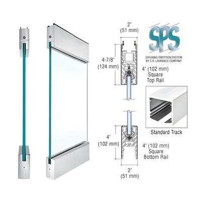 CRL Satin Anodized Type 1 Standard SPS with 4" Square Rails Top and Bottom