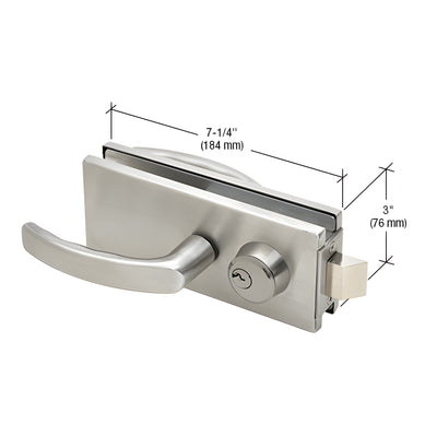 CRL Brushed Stainless Glass Mounted Latch with Lock, Thumbturn, and Lever Handles- North American