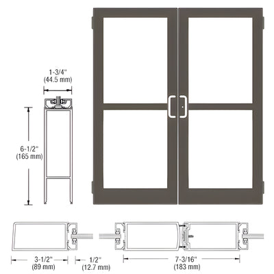 CRL-U.S. Aluminum Class I Bronze Black Anodized Custom Pair Series 400 Medium Stile Butt Hinged Entrance Door With Panics for Surface Mount Door Closers
