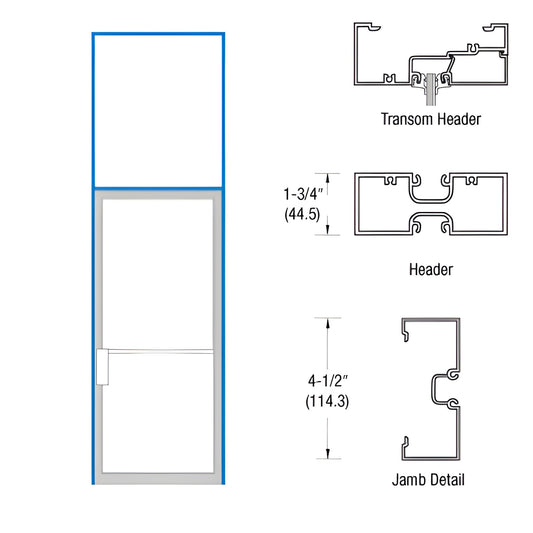 CRL-U.S. Aluminum Kynar 1-3/4x4-1/2 Transom Frame LH Swing-Out 36x96