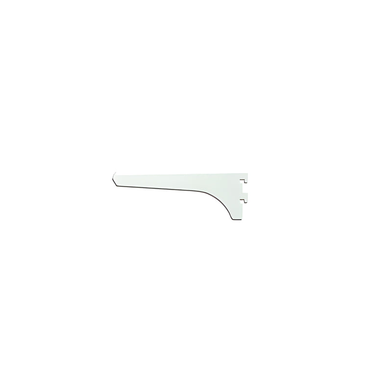 A side view of a 6-inch brite anodized aluminum support bracket designed for shelving applications.