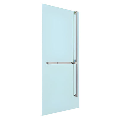 CRL-Blumcraft® Brushed Stainless Right Hand Reverse Glass Mount Keyed Access "FS" Exterior, Top Securing Panic Handle