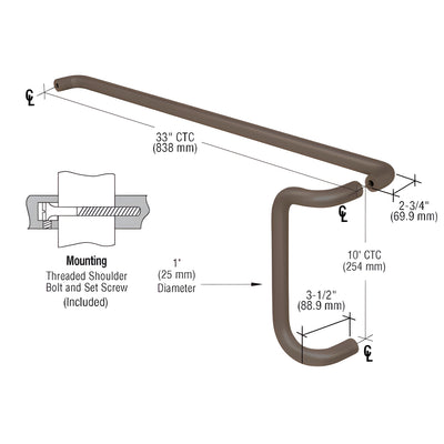 CRL Dark Bronze Push and Offset Pull Set for 36" Door
