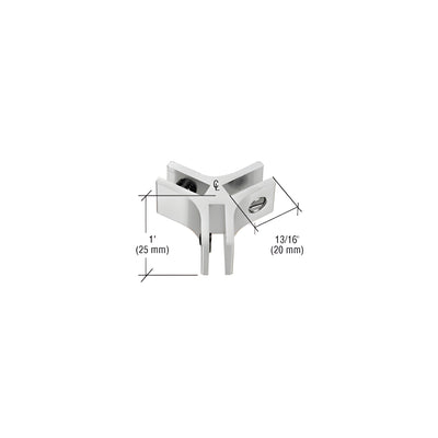 CRL Chrome Anodized Aluminum Three-Way 120 Degree Glass Connector