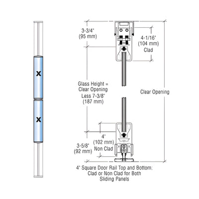CRL Black Bronze Anodized XX Bi-Part SDR Bottom Rolling Sliding Door System