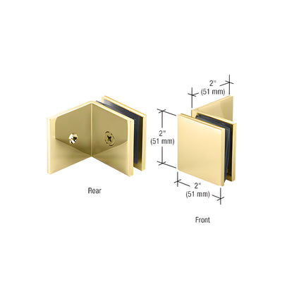 CRL Polished Brass Fixed Panel Square Clamp With Large Leg