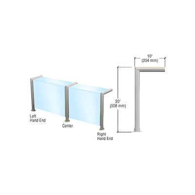 CRL Brushed Stainless Elegant Series Glass on Front and Top Shelf Sneeze Guard - Left Hand End Post Only