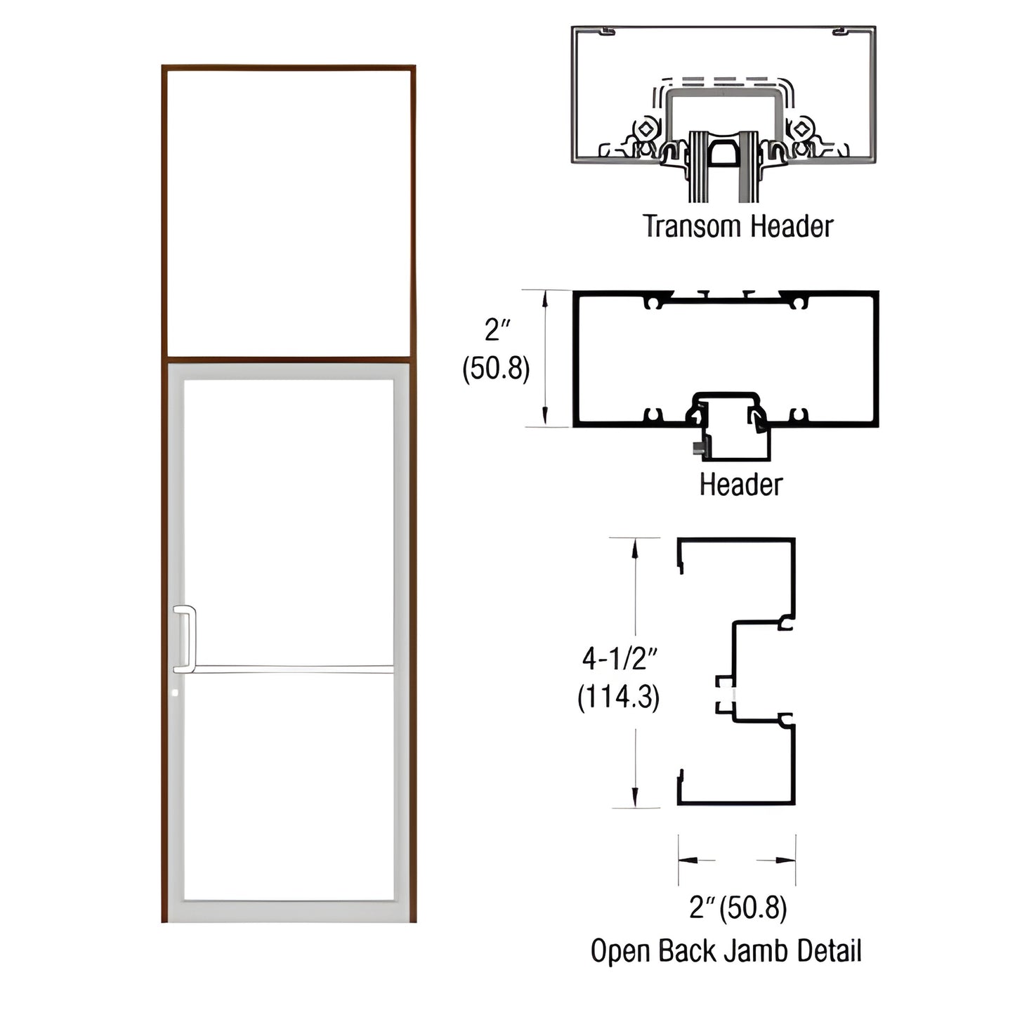 CRL-U.S. Aluminum IT451 38x126 Offset Pivot Door Frame - Dark Bronze