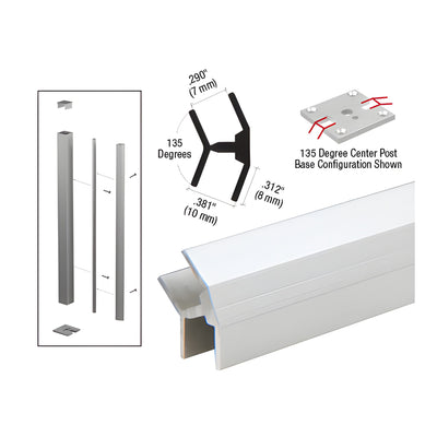 CRL Satin Anodized 135 Degree Partition Post for Special Installation