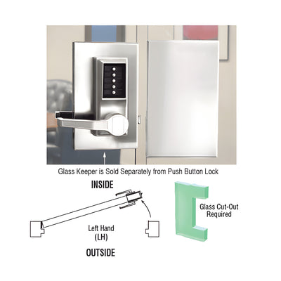 CRL Polished Stainless 6" x 10" LH Center Push Button Lock with Housing