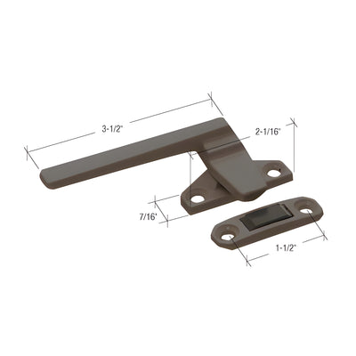 CRL Bronze Left Hand Casement Window Locking Handle - 1-1/2" Screw Holes
