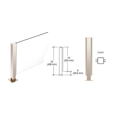 CRL Polished Stainless 16" High 1-1/2" Square PP41 Plaza Series Counter/Partition Center Post With Air Space