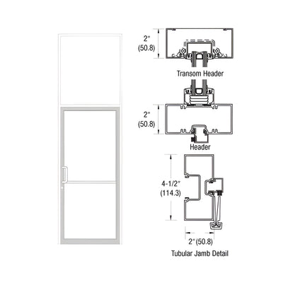 CRL-U.S. Aluminum White KYNAR® Paint Custom Size Series 451 Tubular Gear Hinge Transom Frame Complete (1FT)