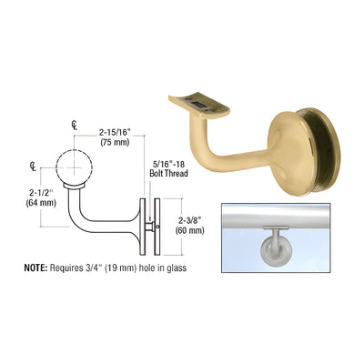CRL Satin Brass Pismo Series Glass Mounted Hand Rail Bracket for 1-1/2" and 1.66" Diameter Hand Rail Tubing
