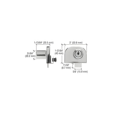 CRL Chrome Double Glass Door Lock - Keyed Alike