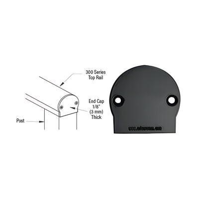 CRL Matte Black 300 Series Decorative End Cap