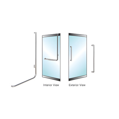 CRL-Blumcraft® Brushed Stainless Right Hand Reverse Low Profile Mount "X" Exterior Dummy Handle