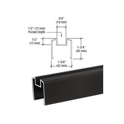CRL Matte Black 200, 300, 350, and 400 Series Bottom Rail for Glass 241" Long