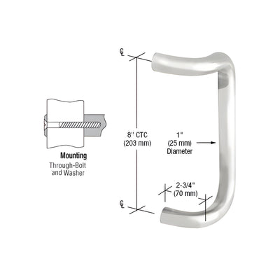CRL Polished Stainless 8" Single Offset Door Pull