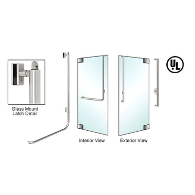 CRL-Blumcraft® Brushed Stainless Right Hand Reverse Glass Mount Keyed Access "J" Exterior, Top Securing Panic Handle