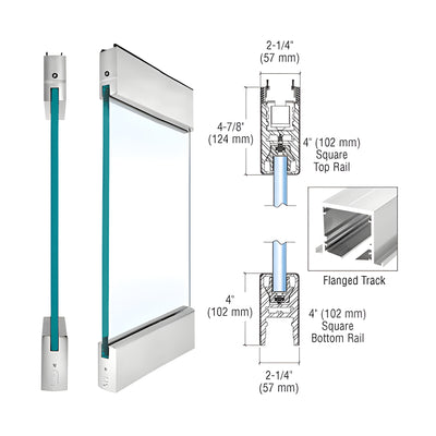 CRL Brushed Stainless Type 5 Flanged SPS with 4" Square Rails Top and Bottom