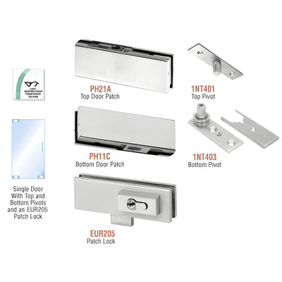 CRL Brushed Stainless European Patch Door Kit - With Lock