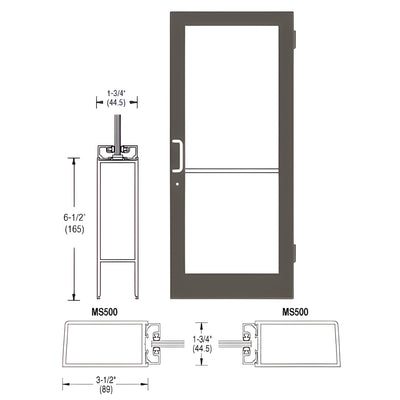 CRL-U.S. Aluminum Bronze Black Anodized 400 Series Medium Stile (RHR) HRSO Single 3'0 x 7'0 Offset Hung with Butt Hinges for Surf Mount Closer Complete Door Std. MS Lock & Bottom Rail