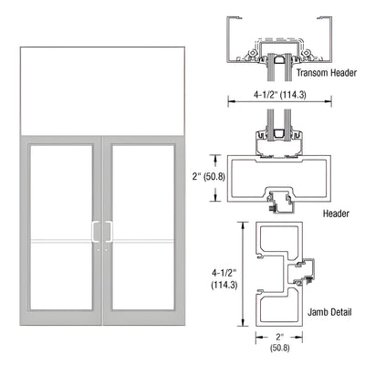 CRL-U.S. Aluminum Clear Anodized Class 1 76" x 126" Series DF800 Tubular Offset Hung Transom Frame Blank (2FT)