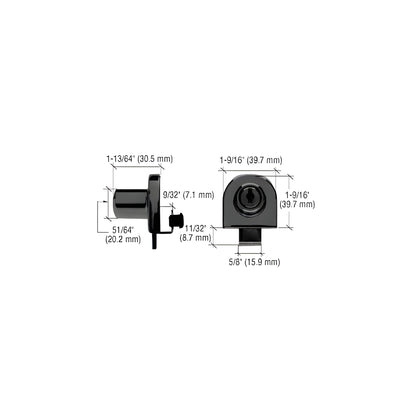 CRL Black Chrome Single Glass Door Lock - Keyed Alike