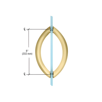 CRL Satin Brass 8" Crescent Style Back-to-Back Pull Handles Without Metal Washers