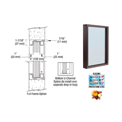 CRL Duranodic Bronze Anodized Aluminum Narrow Inset Frame Exterior Glazed Vision Window