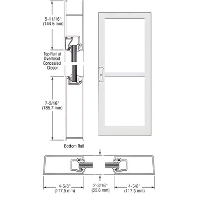 CRL-U.S. Aluminum White KYNAR® Paint IG500 Series Custom Single StormFront™ Gear Hinged Entrance for Panic and Overhead Concealed Closer