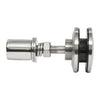 A side view of the polished stainless steel swivel combination fastener showing the threaded bolt and mounting hardware.