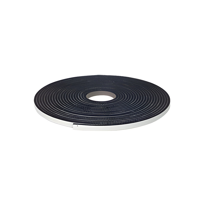 A single roll of black foam truck cap seal tape shown from an angled perspective.