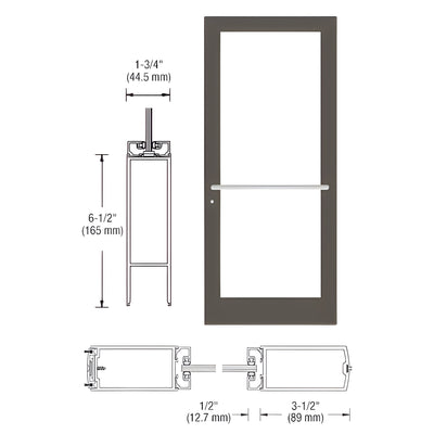 CRL-U.S. Aluminum Bronze Black Anodized 400 Series Medium Stile Active Leaf of Pair 3'0 x 7'0 Center Hung for OHCC w/Standard Push Bars Complete Door Std. MS Lock & Bottom Rail