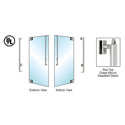 CRL-Blumcraft® Brushed Stainless Left Hand Reverse Roll Top Glass Mount Cylinder/Thumbturn "J" Exterior Top Securing Deadbolt Handle