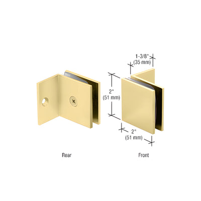 CRL Satin Brass Fixed Panel Square Clamp With Small Leg