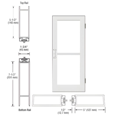 CRL-U.S. Aluminum White KYNAR® Paint Custom Single 36" x 84" Series 550 Wide Stile Butt Hinge Entrance Door