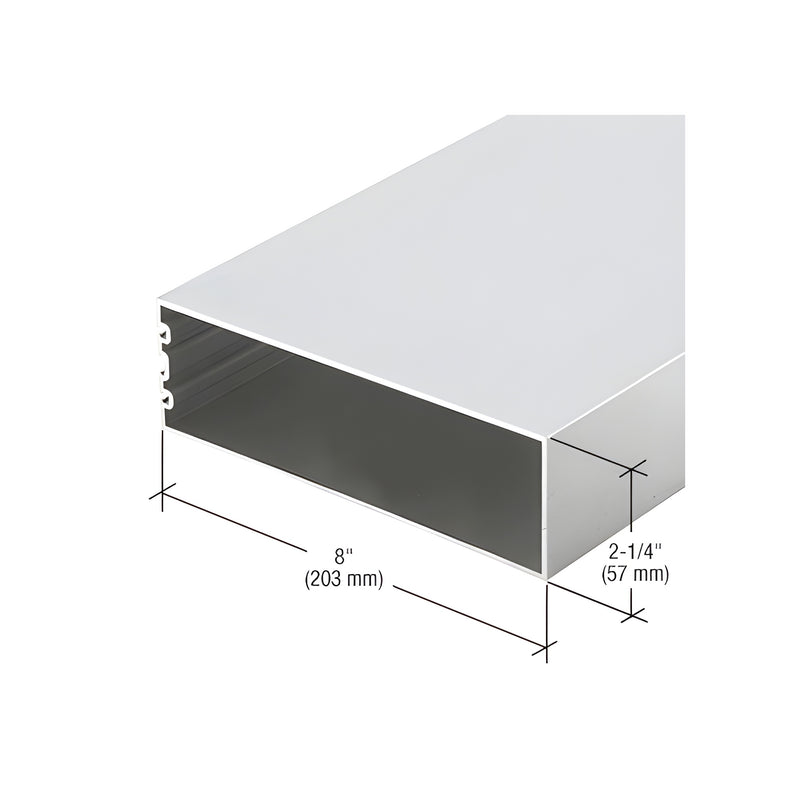 A cross-section view of an 8-inch structural silicone glazed vertical mullion with a custom KYNAR finish.