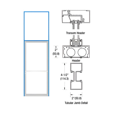 CRL-U.S. Aluminum Custom Size Clear Anodized Class 1 Series 451 Tubular Center Hung Transom Frame Complete (1FT)