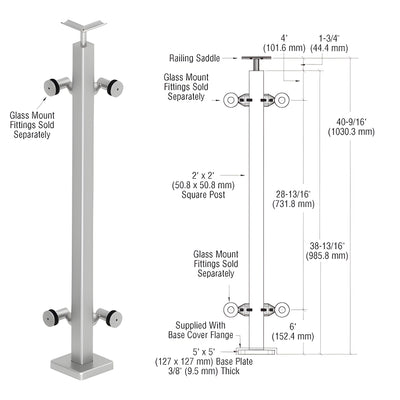 CRL 316 Brushed Stainless Custom P1 Series 90 Degree Corner Post Railing Kit