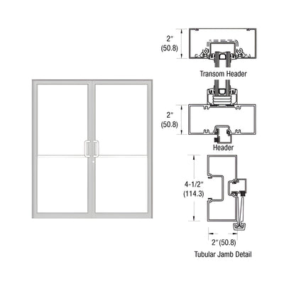 CRL-U.S. Aluminum Custom Size Clear Anodized Class 1 Series 451 Tubular Gear Hinge Transom Frame Complete (2FT)
