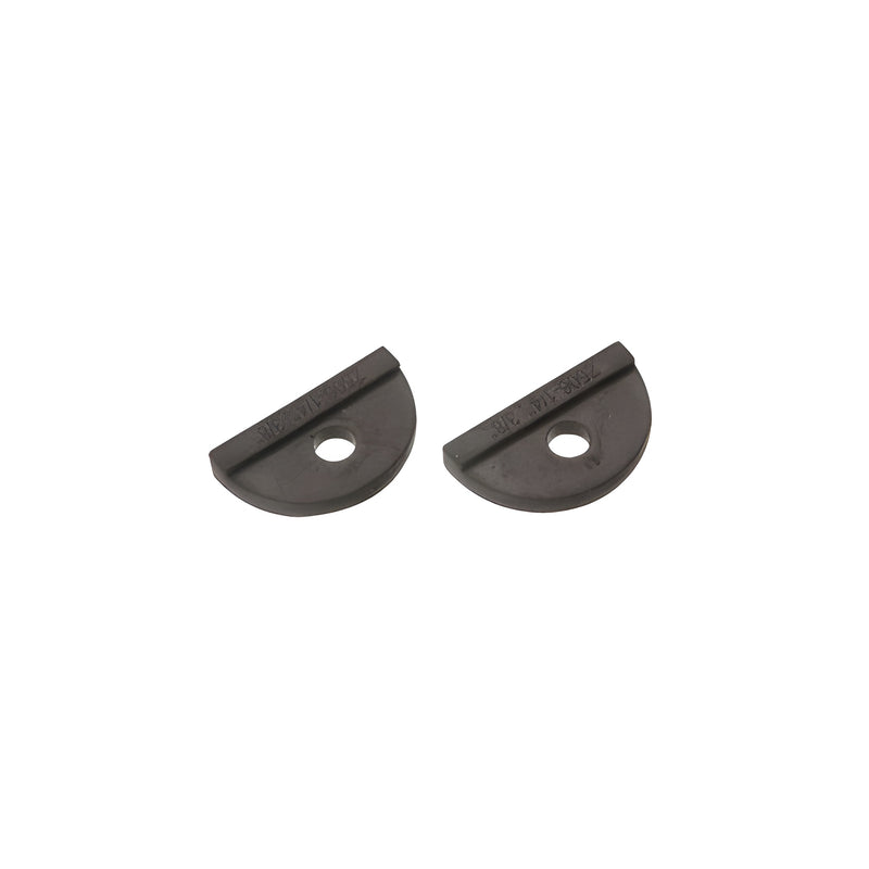 Two semi-circular black rubber gaskets for 3/8 inch glass Z-clamps are shown against a white background.