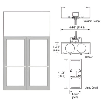 CRL-U.S. Aluminum Clear Anodized Class 1 75-1/2" x 126" Series DF800 Tubular Center Hung Transom Frame Complete (2FT)